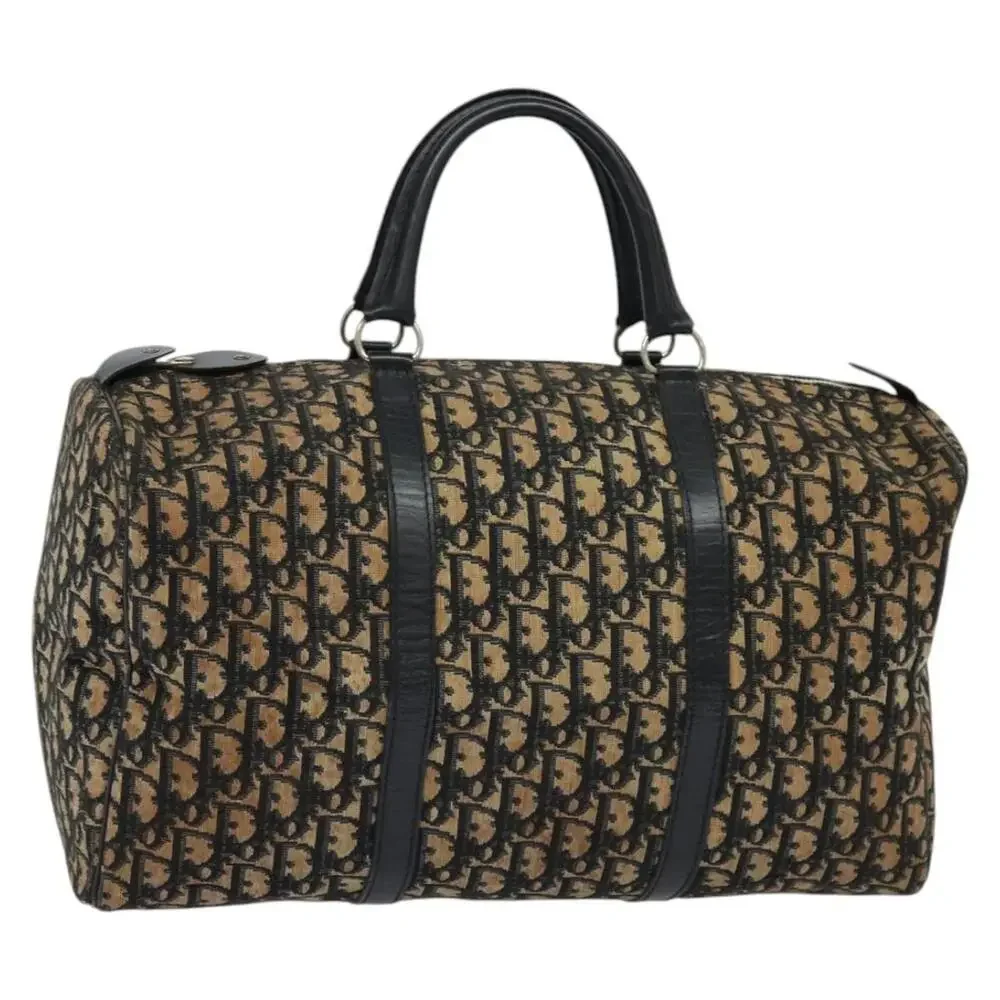 DIOR Trotter Canvas Boston Bag Navy Silver